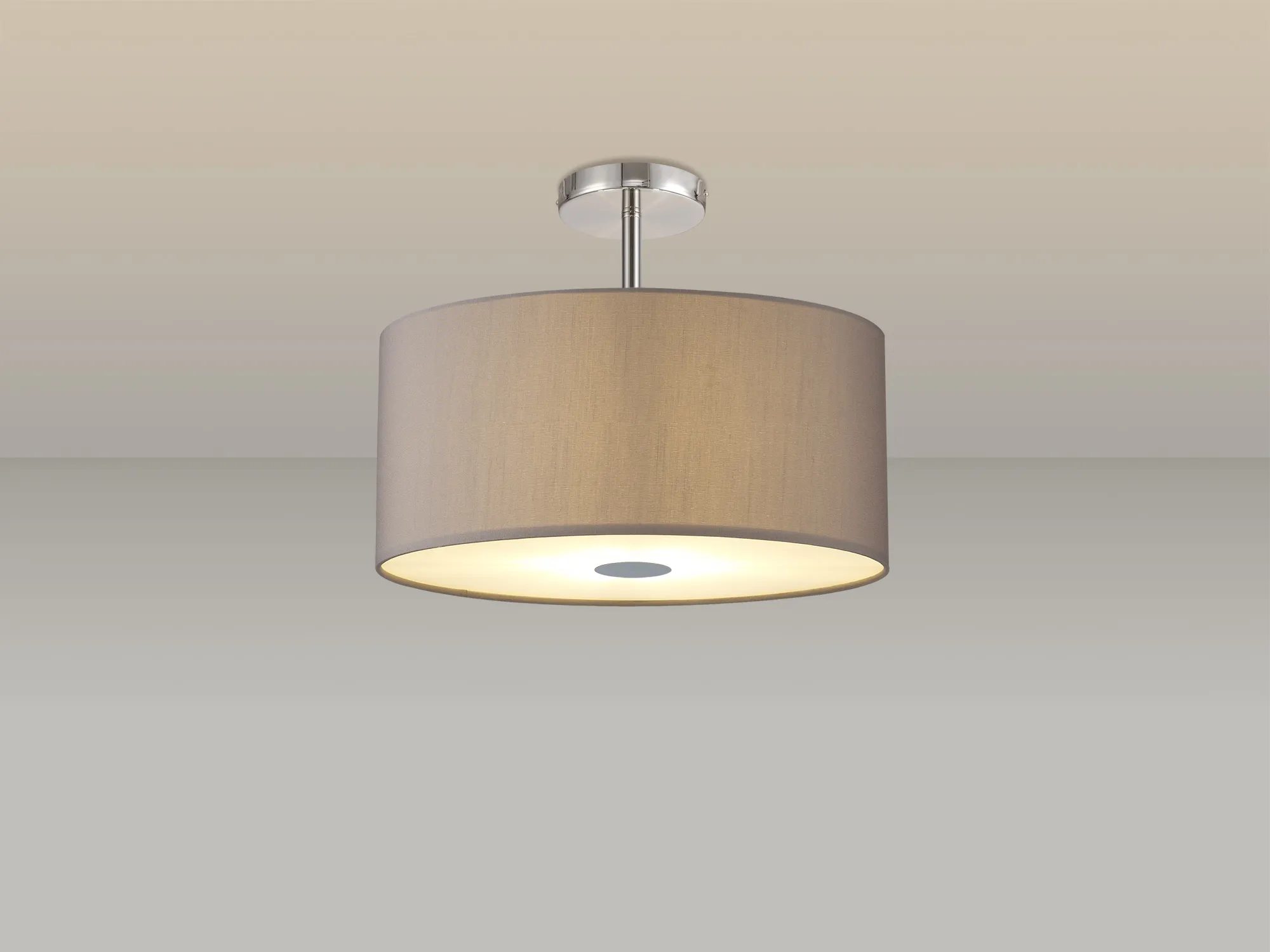 Baymont 40cm, Drop Flush 5 Light Polished Chrome, Grey/White, Frosted Diffuser DK0488  Deco Baymont CH GR